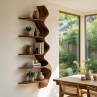 Solid Wood Wall Mounted Shelf Shelving Unit Living Room, view 10
