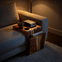 Solid Wood Sofa Arm Table Handcrafted Live Edge Armrest, view 10