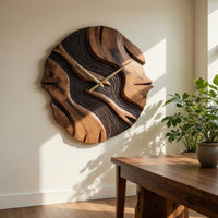 Solid Wood Clock Sculptural Wall Living Room, view 10