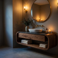 Solid Wood Bathroom Vanity Wall Mounted Modern, view 10