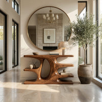 Console Table on a Sculpted Center Column in Solid Walnut, view 10