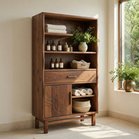 Solid Wood Bathroom Cabinet Coastal Open Shelf Storage Beach Retreat, view 10