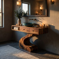 Solid Wood Bathroom Vanity Sculpted Modern, view 10