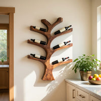 Solid Wood Wine Rack Rustic Wall Mounted Tree Branch Holder Kitchen, view 10