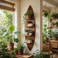 Solid Wood Wall Mounted Shelf Mid Century Shelving Unit Study Room, view 10
