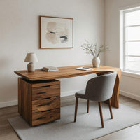 Waterfall-Leg Desk with a Three-Drawer Pedestal, view 10