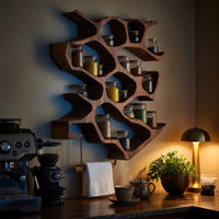Solid Wood Spice Rack Rustic Entryway Design With Handcrafted Cabinet, view 10