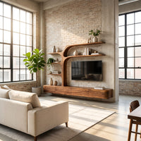 Handcrafted Tv Cabinet With Multi Branch Shelves For Living Room, view 10