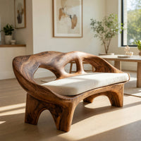 Solid Wood Sofa Curved Natural Living, view 10