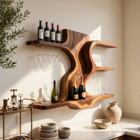 Solid Wood Wine Rack Open Shelf Entertaining Area, view 10