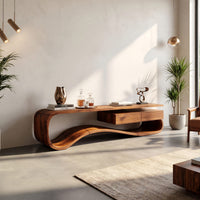 Ribbon Curve Media Console with a Floating Top, view 10