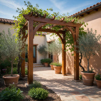 Solid Wood Pergola Rustic Garden Arbor Arch Outdoor Pathways, view 10