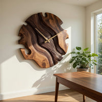 Solid Wood Clock Elegant Sculptural Wall Living Room, view 10