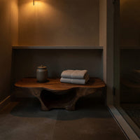 Solid Wood Teak Shower Bench With Curves Storage Space Bathroom, view 10