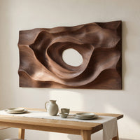 Hand Carved Dune Ridge Walnut Wall Art Relief Panel, view 10 — view 10