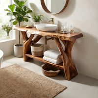 Solid Wood Live Edge Vanity Bathroom Clean Bathroom Layout, view 10