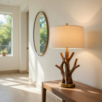 Rustic Sculptural Wood Wall Light For Bedroom Interior, view 10