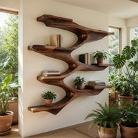 Solid Wood Wall Mounted Shelf Mid Century Living Room Space, view 10