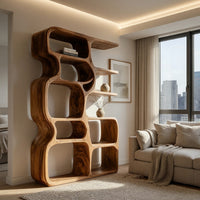 Rounded Cell-Form Bookshelf in Solid Hardwood, view 10