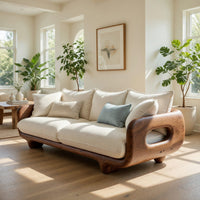 Solid Wood Sofa Farmhouse Curved With Solid Frame Living Room, view 10