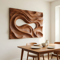 Solid Walnut Carved Into One Turning Current, Wall Relief, view 10 — view 10