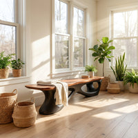 Contemporary Natural Wood Bench For Luxury Window Corner, view 10