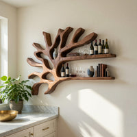 Solid Wood Wine Rack Industrial Wall Entryway Beverage Arrangement Unit, view 10
