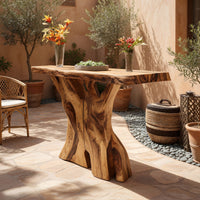 Solid Wood Teak Outdoor Table Solid Console Live Edge Design Entryway, view 10