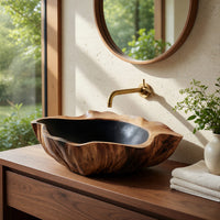 Solid Wood Sink Vanity Wall Mounted Bathroom Sleek Bathroom, view 10