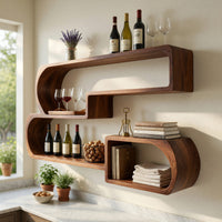 Solid Wood Wine Rack Industrial Wall Living Lounge Beverage Placement, view 10