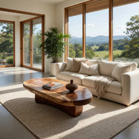 Stoneform Coffee Table with Live-Edge Wood Top, view 10