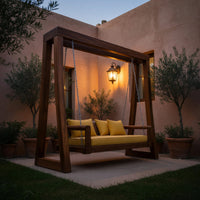 Solid Wood Porch Swing Outdoor Bench Garden Patio Relaxation, view 10