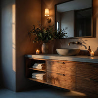 Solid Wood Bathroom Vanity Luxury Modern Japandi, view 10