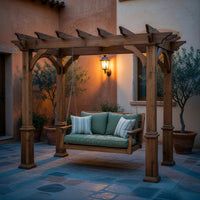 Solid Wood Porch Swing Rustic Pergola Bench Outdoor Garden Lounge, view 10