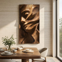Gouge-Carved Woman's Face, Sculpted Teak Wall Relief, view 10 — view 10