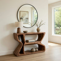 Hand-Carved Wave-Sided Console Table in Solid Walnut, view 10
