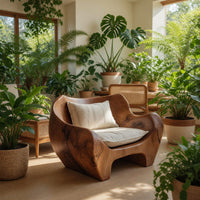 Solid Wood Chair Sculpted Armchair Living Room Lounge, view 10