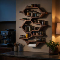Solid Wood Spice Rack Handcrafted Kitchen Organization, view 10
