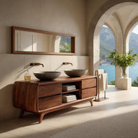 Solid Wood Bathroom Vanity With Drawers Both Sides, view 10
