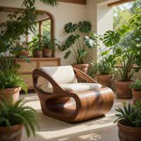 Solid Wood Chair Artistic Organic Lounge Home, view 10