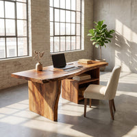 Solid Wood Vanity Desk With Storage Drawers, view 10
