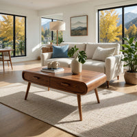 Ridgeline Hardwood Coffee Table With Two Drawers, view 10