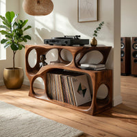 Solid Wood Record Player Stand Scandinavian Cabinet Living Room Space, view 10