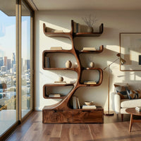 Tree-Form Bookcase with Two Drawers in the Base, view 10
