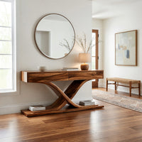 Two-Drawer Console Table with a Crossed Ribbon Base, view 10