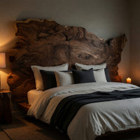 Solid Wood Headboard Natural Minimalist Japandi Bedroom, view 10
