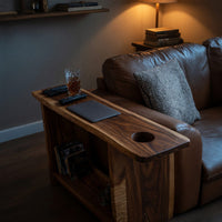 Solid Wood Sofa Arm Table Rustic Farmhouse Side Cozy Living Space, view 10