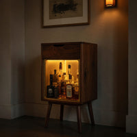 Solid Wood Bar Cabinet Wine With Warm Lighting Kitchen, view 10