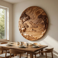 Stillwater Rondel Carved Lake Scene Wall Sculpture, view 10 — view 10