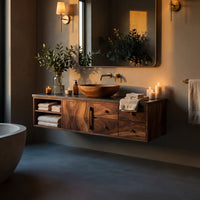 Solid Wood Bathroom Vanity Mid Century Floating Luxury, view 10